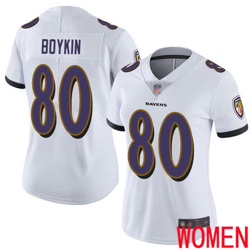 Baltimore Ravens Limited White Women Miles Boykin Road Jersey NFL Football #80 Vapor Untouchable